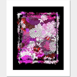 Japanese Floral Pattern Chrysanthemum Cherry Blossom Earth Tone Colors 38 Posters and Art